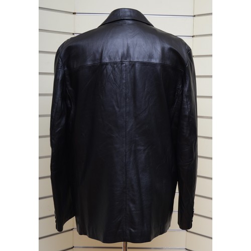 176 - A Lakeland, black fine leather jacket, front button, size 46, as new.