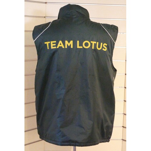 179 - Team Lotus, green sleeveless lightly padded, size XXL gilet with matching new, with tags, team Lotus... 