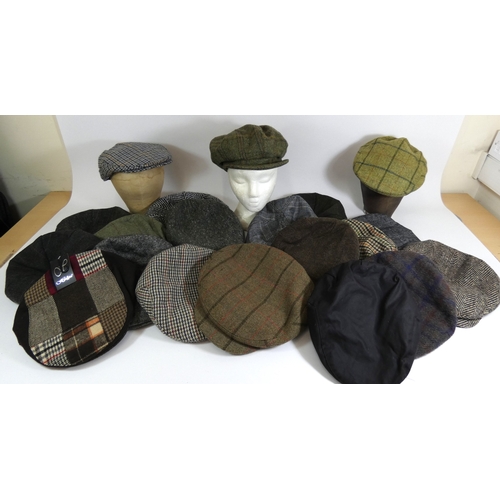 188 - A selection of wool and tweed flat caps to include Olney, Rydale, Hawkins, Failsworth, Kind Ice and ... 