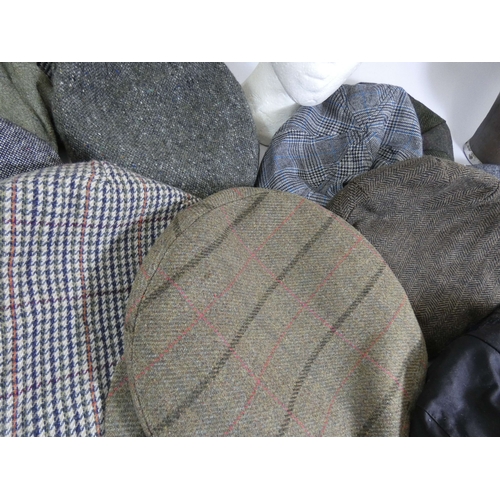 188 - A selection of wool and tweed flat caps to include Olney, Rydale, Hawkins, Failsworth, Kind Ice and ... 