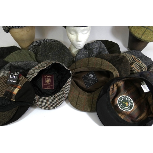 188 - A selection of wool and tweed flat caps to include Olney, Rydale, Hawkins, Failsworth, Kind Ice and ... 