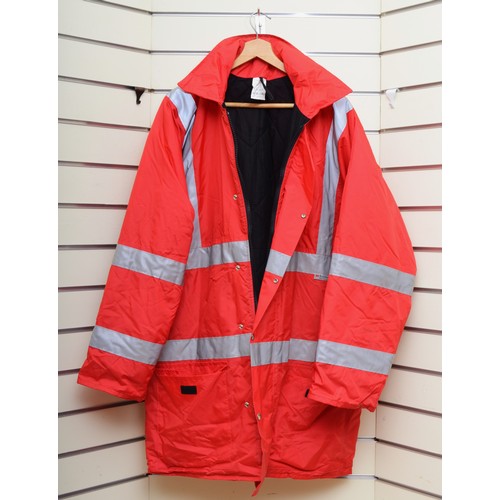 197 - D and G Workwear, reflective waterproof coat, good used condition, red, size XXL.