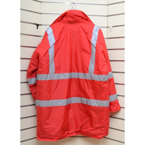 197 - D and G Workwear, reflective waterproof coat, good used condition, red, size XXL.