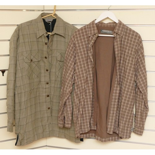 208 - Two men's lined work shirts to include:
M2M light green check shirt, padded, size large, light sign ... 