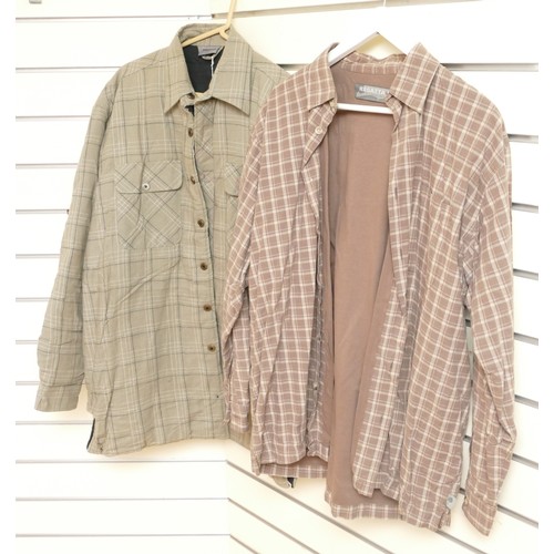 208 - Two men's lined work shirts to include:
M2M light green check shirt, padded, size large, light sign ... 