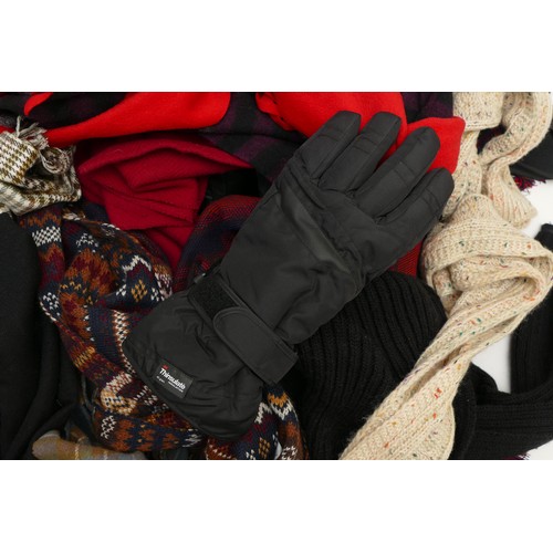 225 - 12 various scarves in good condition, one Thinsulate hat, one Thinsulate pair of waterproof gloves, ... 