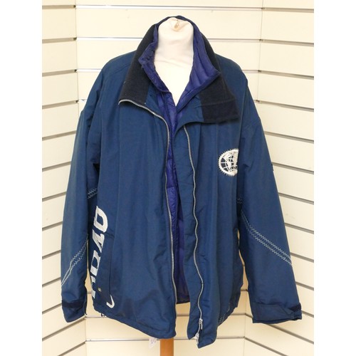 227 - Quba Sails No. 4 jacket, navy with '3846' side stitched detail and '3584' stitched to rear. Fleece l... 