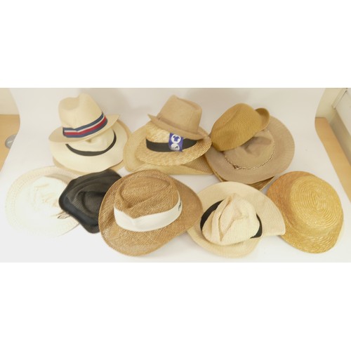 246 - Various straw and summer boater, brimmed and bucket hats approx. 16 in the lot.