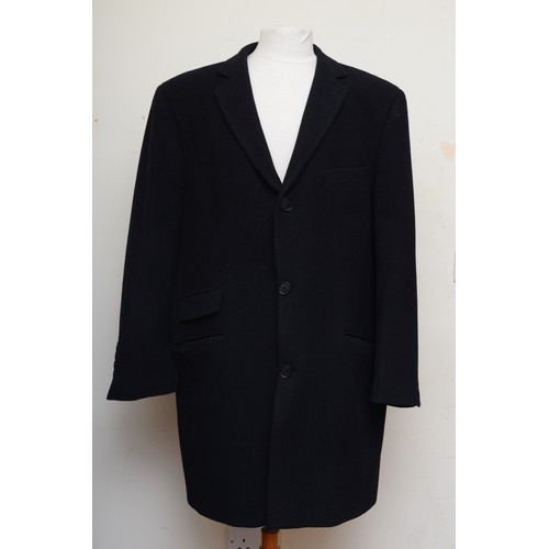 250 - Greenwoods, 60% wool, 40% polyester, black men's overcoat, size 46