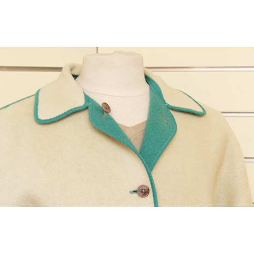 265 - A Weatherall green and cream knit, reversible, long length collared/button up coat, 60 cm chest. 
to... 