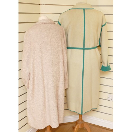 265 - A Weatherall green and cream knit, reversible, long length collared/button up coat, 60 cm chest. 
to... 