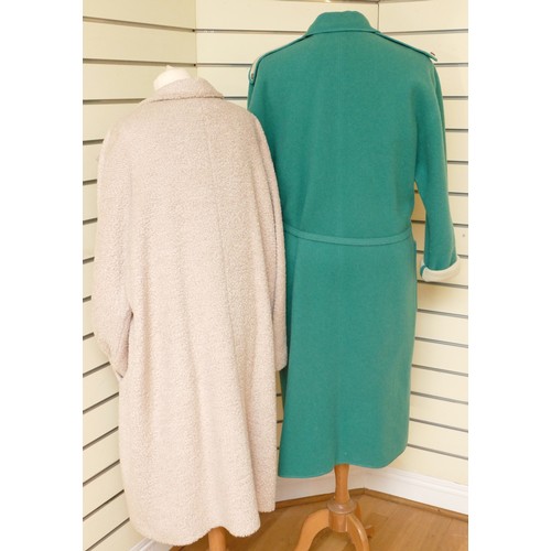 265 - A Weatherall green and cream knit, reversible, long length collared/button up coat, 60 cm chest. 
to... 