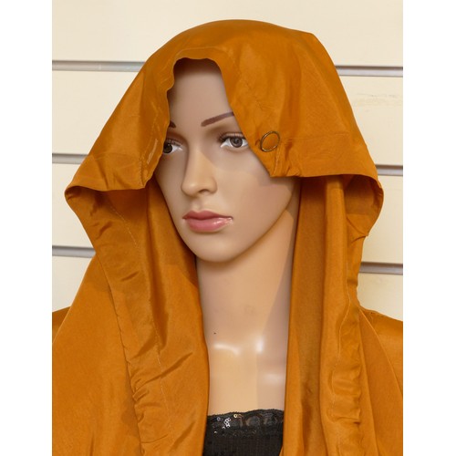 268 - A vintage 'Model depose' Paris design, gold coloured long length lightweight jacket, draw pull hood ... 