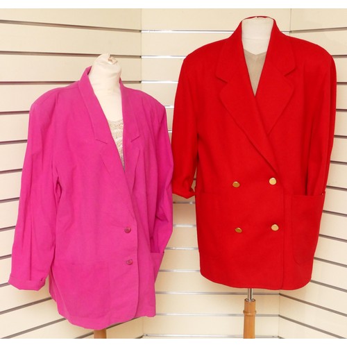 274 - A pink lightweight linen 80s box jacket, 58cm chest, 77in used condition. 
Selfridges wool ¾ jacket,... 