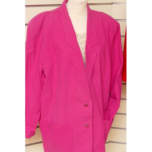 274 - A pink lightweight linen 80s box jacket, 58cm chest, 77in used condition. 
Selfridges wool ¾ jacket,... 