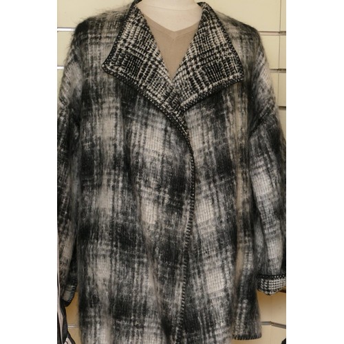 275 - Jaeger mohair and wool ¾ open jacket, with wide sleeves, black and white, size medium, L83cm togethe... 