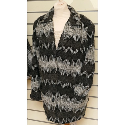 275 - Jaeger mohair and wool ¾ open jacket, with wide sleeves, black and white, size medium, L83cm togethe... 