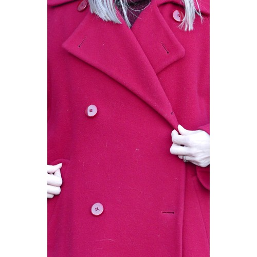 280 - 'First Avenue' mid length wool coat, turn back cuffs, side slant pockets, lined, size 16/L 82cm. 'Da... 