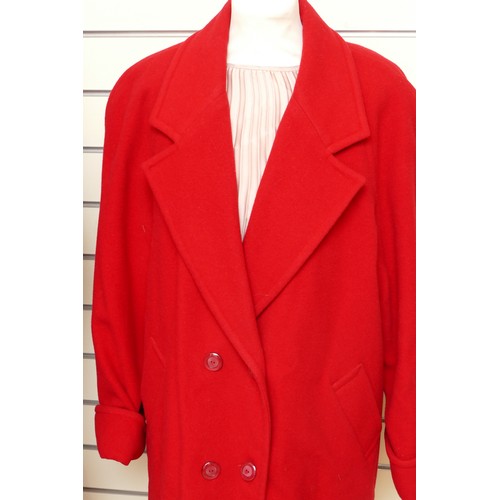 280 - 'First Avenue' mid length wool coat, turn back cuffs, side slant pockets, lined, size 16/L 82cm. 'Da... 