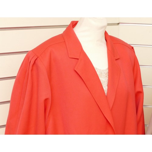 285 - Mansfield, pure new wool duster coat, no buttons, side concealed pockets, lined, coral coloured, siz... 