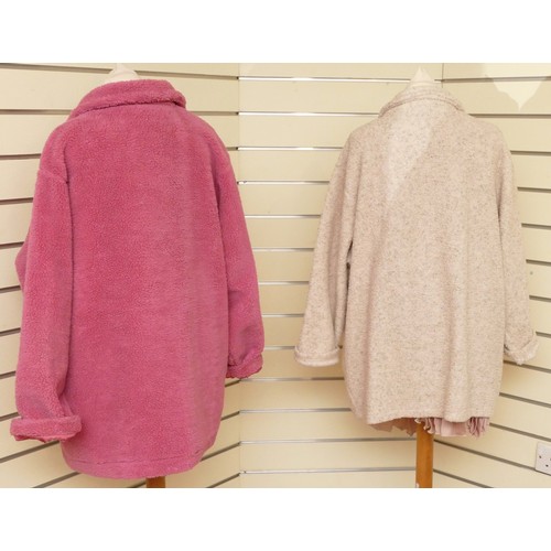 314 - Damart, unlined, fleece, fur feel, chest 65cm/L 76cm with a similar Unity, lined pink fleece button ... 