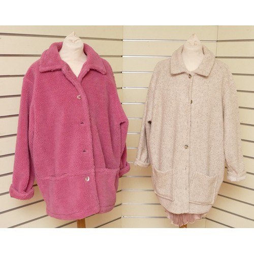 314 - Damart, unlined, fleece, fur feel, chest 65cm/L 76cm with a similar Unity, lined pink fleece button ... 