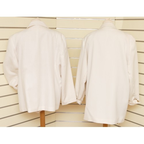 317 - Admani blazer, gold buttons, slit pockets, lined, chest 60cm/L 82cm, together with a similar white b... 