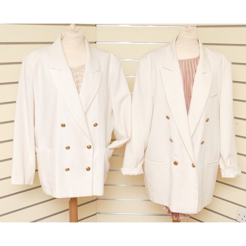 317 - Admani blazer, gold buttons, slit pockets, lined, chest 60cm/L 82cm, together with a similar white b... 