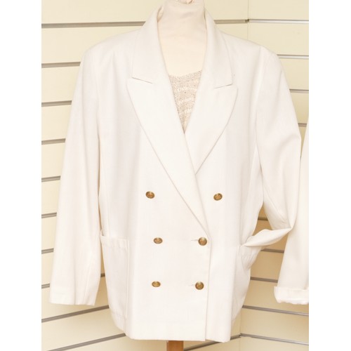 317 - Admani blazer, gold buttons, slit pockets, lined, chest 60cm/L 82cm, together with a similar white b... 