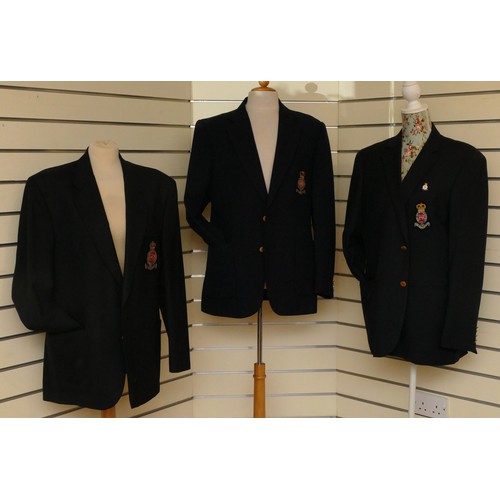 318 - Three men's blazers to include: Greenwoods, navy single breasted, with Royal Horse Artillery insigni... 