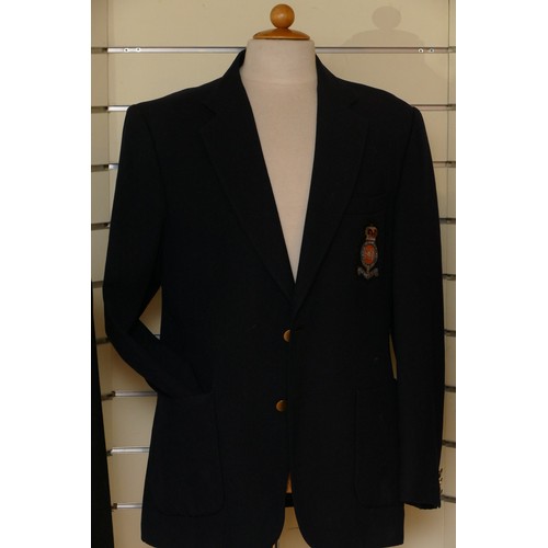 318 - Three men's blazers to include: Greenwoods, navy single breasted, with Royal Horse Artillery insigni... 