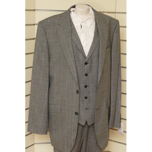 319 - Peter Christian, men's 100% wool, 'William' three piece suit, new with tags, Jacket L46, Trousers 42... 