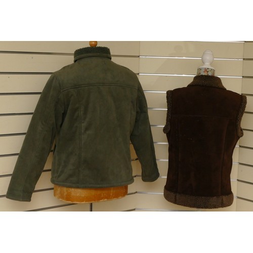 325 - Ladies 'Neutral Territory' sheepskin effect jacket, green, size M/L, with a Marks & Spencer gilet, b... 