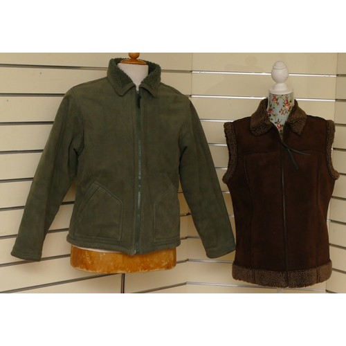 325 - Ladies 'Neutral Territory' sheepskin effect jacket, green, size M/L, with a Marks & Spencer gilet, b... 