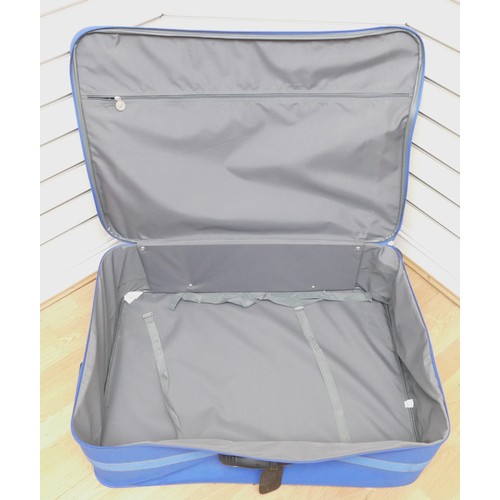 330 - Blue Skyflight canvas, zip around large suitcase with wheels and pull handle, 80 x 58 x 24cm.