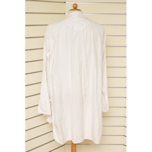 333 - Men's long vintage white cotton undershirt, Hope Brothers, Ludgate Hill, London, 3 button, side spli... 