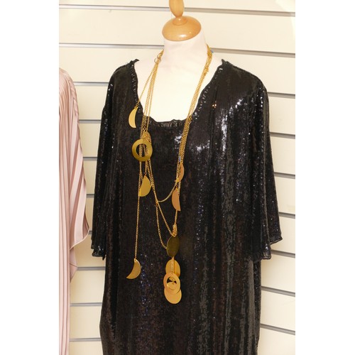 340 - Goddess pleated top 
Black sequin dress