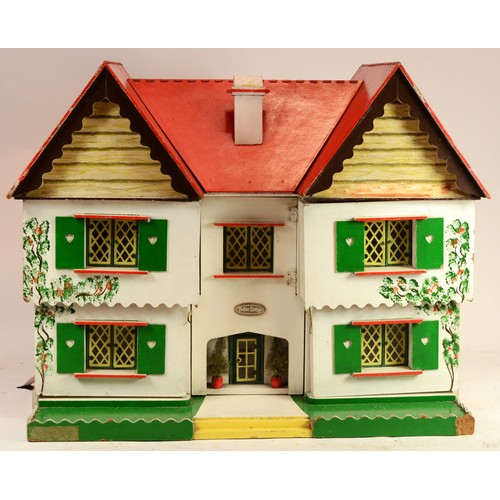 A 1960s Dolls house, painted wood construction having four rooms over two floors. W58, D34, H48