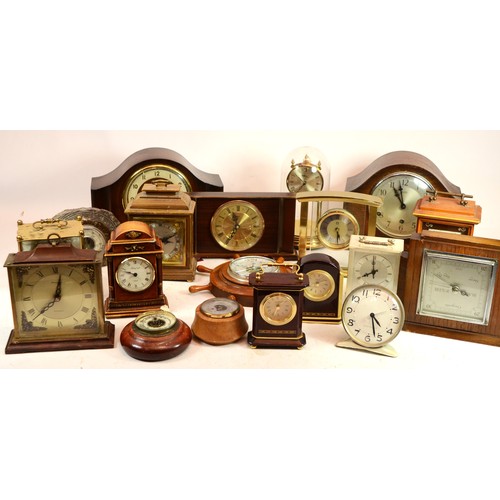 Two boxes of mid 20th century clocks to include mantle clocks, alarm ...