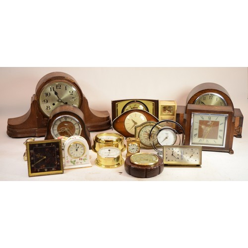 Two boxes of assorted mid 20th century and later clocks to include ...