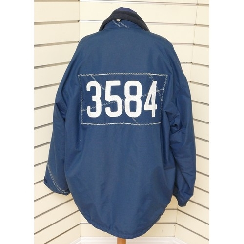 227 - Quba Sails No. 4 jacket, navy with '3846' side stitched detail and '3584' stitched to rear. Fleece l... 