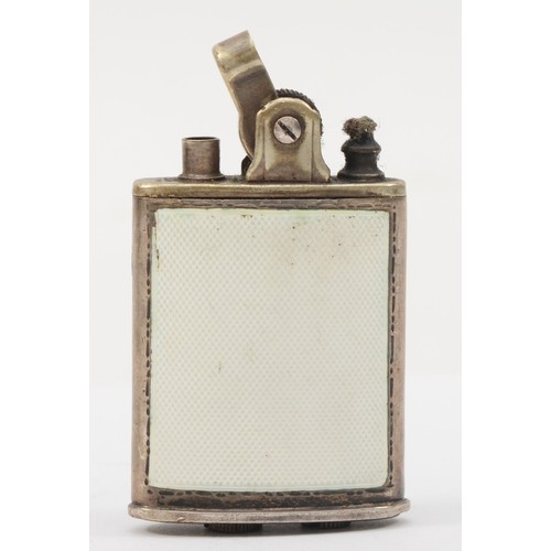 71 - A Ronson silver and enamel petrol lighter, stamped STERLING SILVER, with guilloche enamel blossom de... 