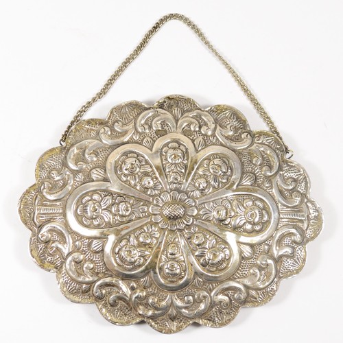 78 - A 900 standard embossed wall hanging small mirror, 16 x 12.5cm