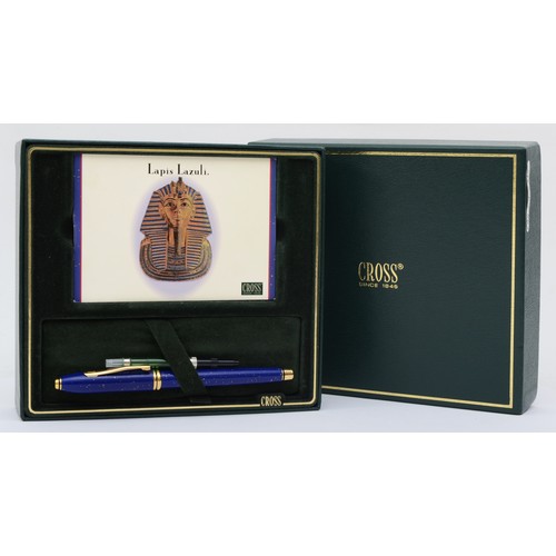 89 - Cross, a limited edition Lapis Lazuli fountain pen, c.2002, 18K gold nib, with cartridge and plunger... 