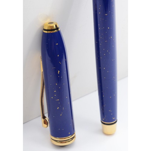 89 - Cross, a limited edition Lapis Lazuli fountain pen, c.2002, 18K gold nib, with cartridge and plunger... 