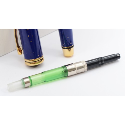 89 - Cross, a limited edition Lapis Lazuli fountain pen, c.2002, 18K gold nib, with cartridge and plunger... 