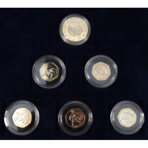 97 - A Westminster London 2012 sports collection silver proof 50p coin set, 29 sterling silver 50p coins ... 