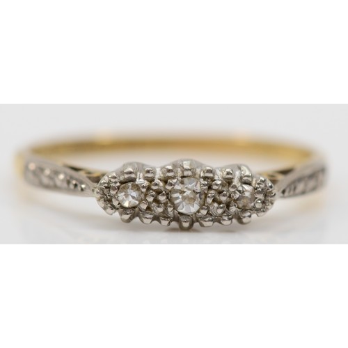 125 - An 18ct gold and platinum set eight cut diamond ring, Q, 2.3gm.