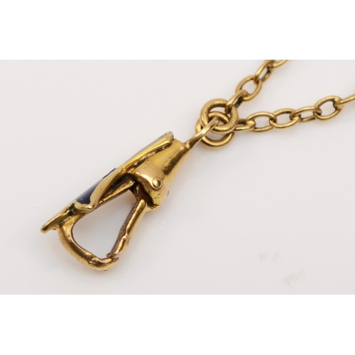 151 - A French gold and enamel fob watch chain, replacement clasp, makers mark P C in a lozenge to ring, c... 