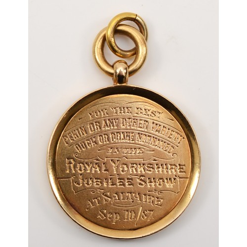 158 - A Victorian 18ct gold medal, inscribed First Prize, and Gold Medal, Awarded to R Sergeant Esq, for t... 